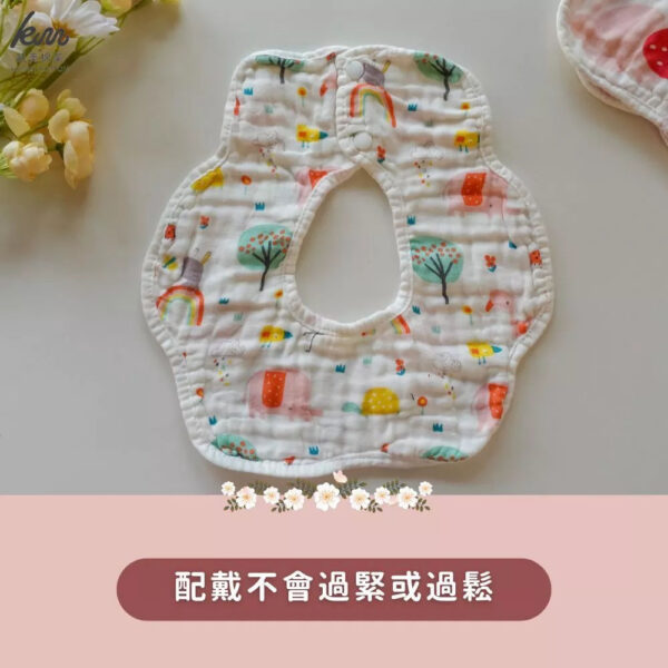 嬰兒圍兜 | 台灣設計 360度旋轉花瓣圍兜 6層高密度純棉紗布口水巾