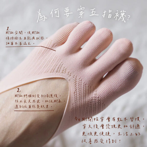 透氣網眼襪 | 日系極輕薄天鵝絨 挖空隱形五指襪 網眼透氣不掉跟船襪