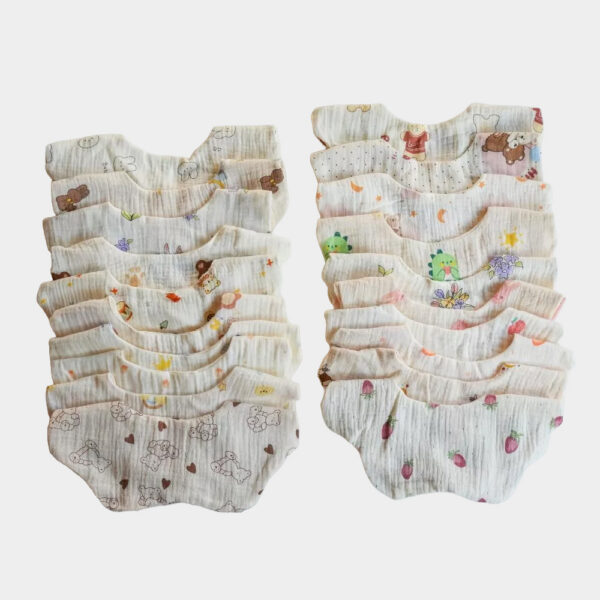 奶油色系四層紗圍兜 口水巾 嬰兒紗布巾 花瓣圍兜  吃飯圍兜