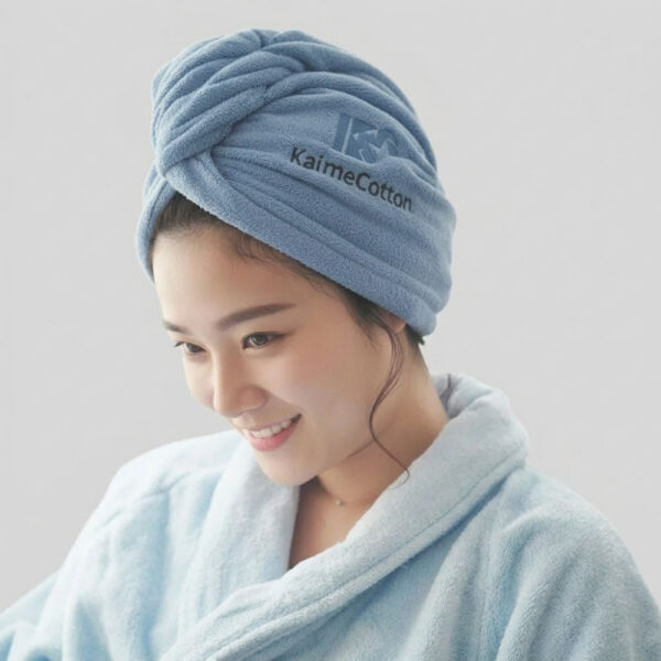 超吸水速乾浴帽｜頂級開纖紗 雙層加厚乾髮帽 (便利扣設計)