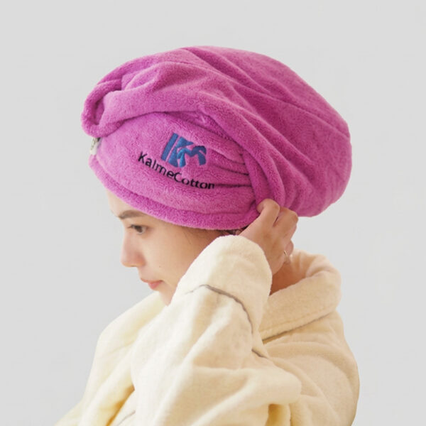 超吸水速乾浴帽｜頂級開纖紗 雙層加厚乾髮帽 (便利扣設計)