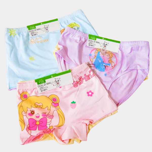 精品 （一組2件入）彈力萊卡純棉 舒適 透氣 兒童(四角款)內褲 女童純棉內褲隨機出色