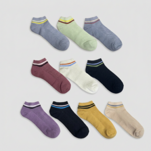 MIT台灣製 100%精梳棉條紋短襪 腳踝襪 純色條紋 22-26cm