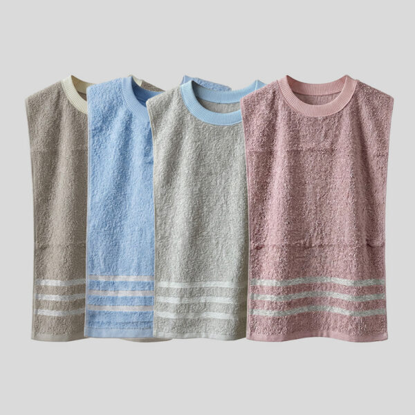 MIT台灣製 28兩厚實 純棉透氣成人圍兜/口水巾 精緻帶緞素色款