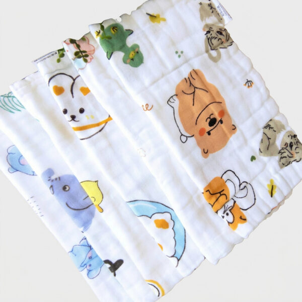 六層紗方巾 厚款  高密度加厚印花純棉餵奶巾 適用口水巾手帕洗澡巾