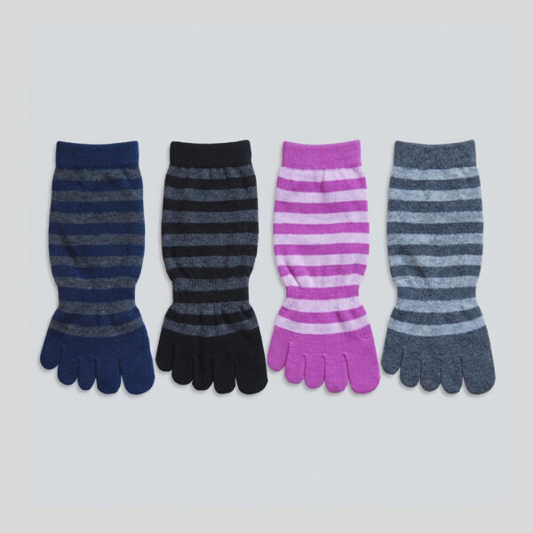 MIT台灣製 抗菌除臭 純棉船型五指襪 條紋款