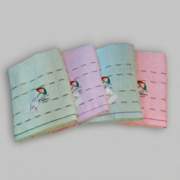 MIT台灣製 雨傘牌 刺繡LOGO浴巾 頂級12兩超厚實 淺色黑線條款