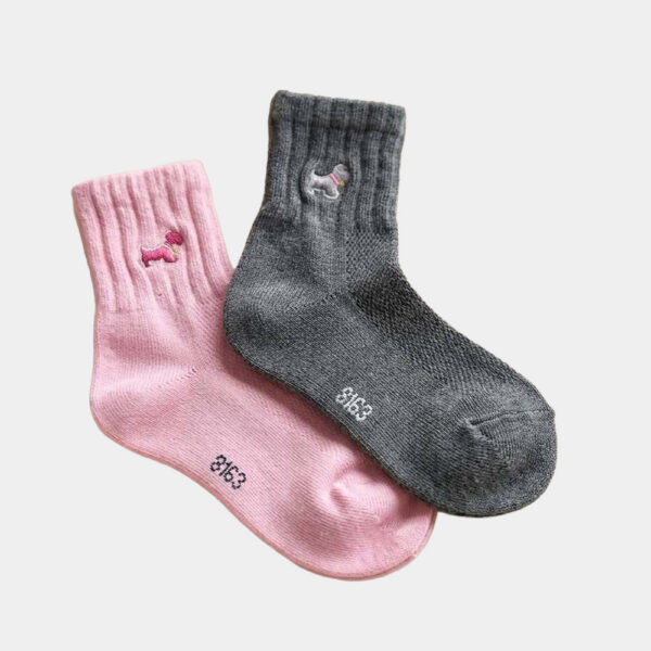 小童襪 | MIT台灣製造 女童精梳棉小狗刺繡中筒襪 3-6歲