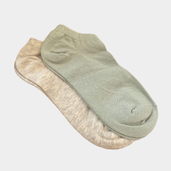 MIT台灣製 素色百搭精梳棉船型襪 米灰 22-26cm