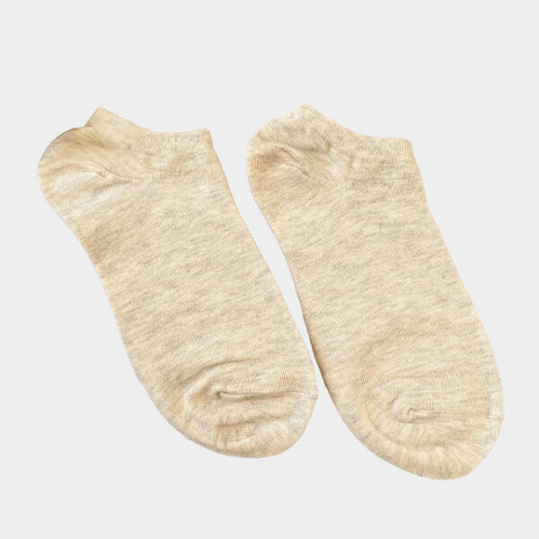 MIT台灣製 素色百搭精梳棉船型襪 米灰 22-26cm