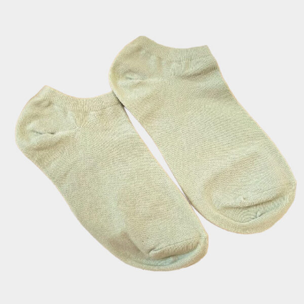 MIT台灣製 素色百搭精梳棉船型襪 米灰 22-26cm