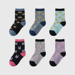 MIT台灣製 純綿細針兒童短襪 滿版汽車、兔兔圖案