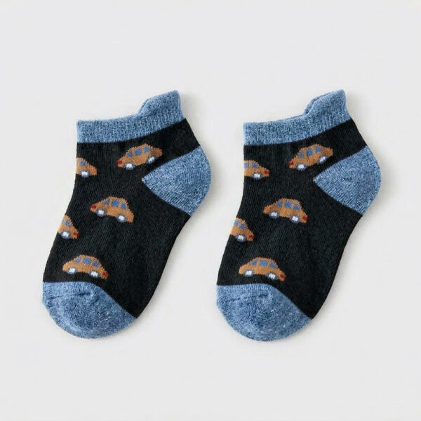 MIT台灣製 純綿細針兒童短襪 滿版汽車、兔兔圖案