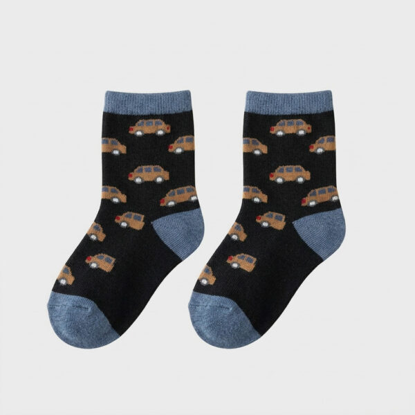 MIT台灣製 純綿細針兒童短襪 滿版汽車、兔兔圖案