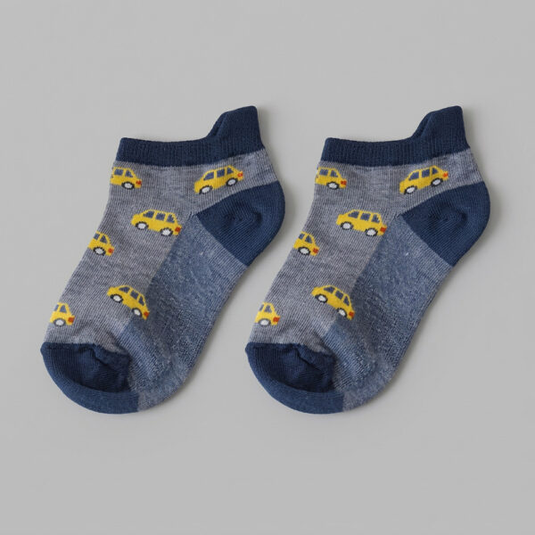 MIT台灣製 純綿細針兒童短襪 滿版汽車、兔兔圖案
