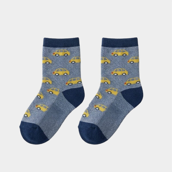MIT台灣製 純綿細針兒童短襪 滿版汽車、兔兔圖案