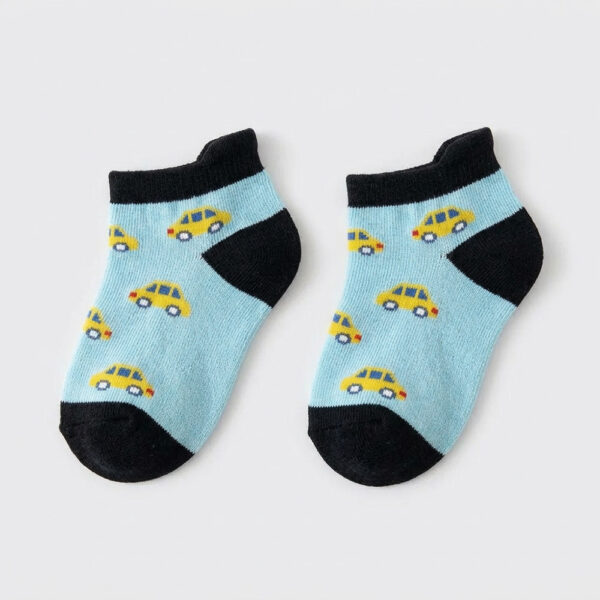 MIT台灣製 純綿細針兒童短襪 滿版汽車、兔兔圖案