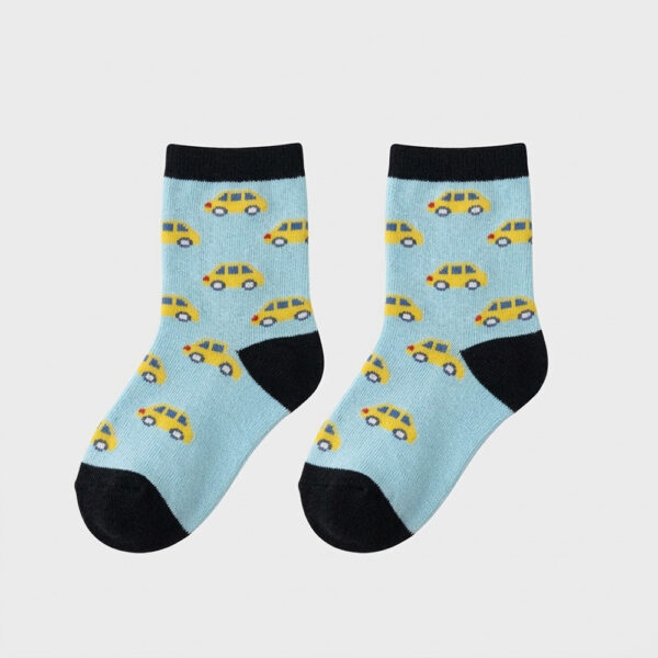 MIT台灣製 純綿細針兒童短襪 滿版汽車、兔兔圖案