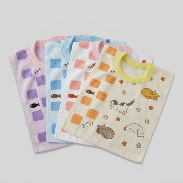 MIT台灣製 親膚棉柔 純棉吸水兒童圍兜 貓咪款