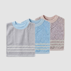 MIT台灣製 親膚棉柔 純棉吸水兒童圍兜 素色條紋款