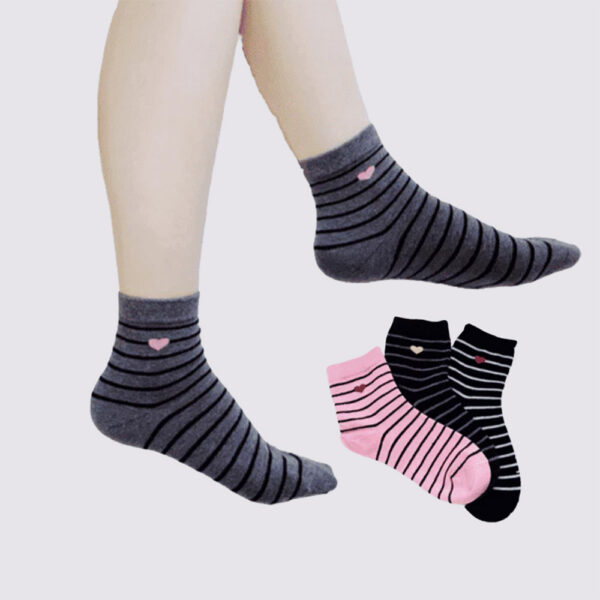 MIT台灣製造 愛心橫條純棉襪 22-26cm 凱美棉業