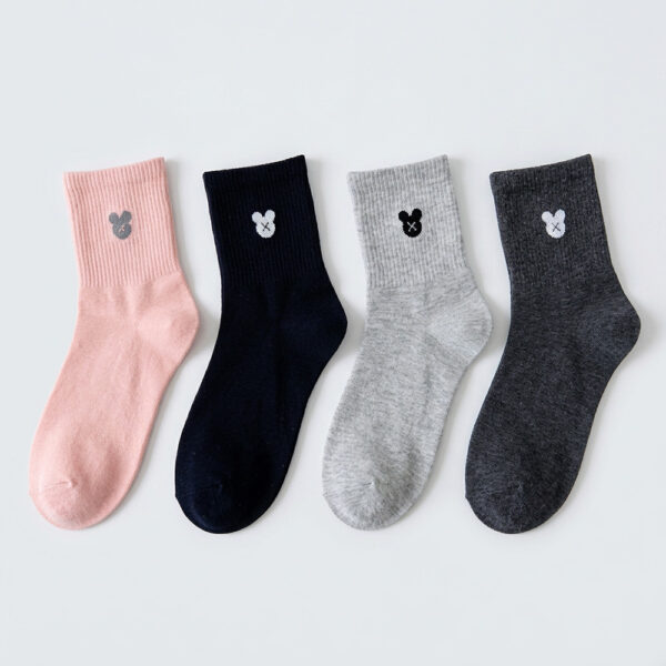 MIT台灣製造 簡約米奇純棉素色中筒襪22-26cm 凱美棉業