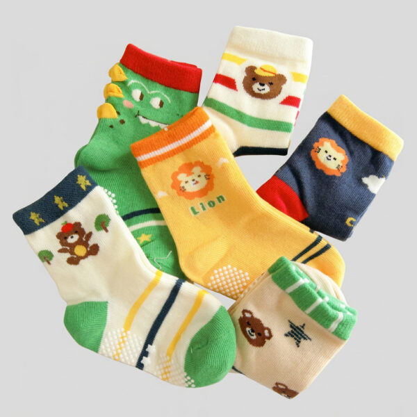 MIT台灣製 純棉止滑童襪 好玩動物園款 9-13cm