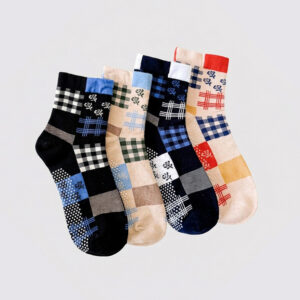 MIT台灣製造 英倫玫瑰純棉止滑襪 22-26cm