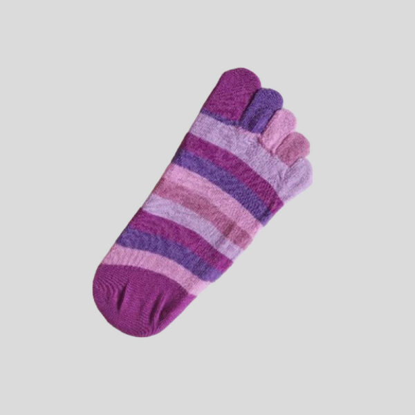 MIT台灣製 純棉挖空隱形五趾襪 彩色條紋款 襪子 止滑襪