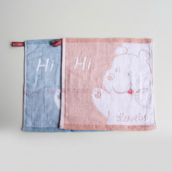 無撚紗高品質小方巾/手帕/擦手巾/擦汗巾/口水巾 熊熊打招呼款