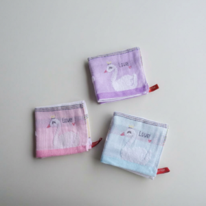 無撚紗高品質小方巾/手帕/擦手巾/擦汗巾/口水巾 愛天鵝款