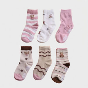 純棉止滑童襪 暖心熊熊款 熊熊童襪 卡通童襪 可愛襪 女童襪 小熊 17-21cm