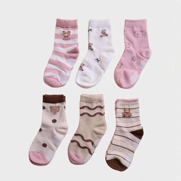 純棉止滑童襪 暖心熊熊款 熊熊童襪 卡通童襪 可愛襪 女童襪 小熊 17-21cm