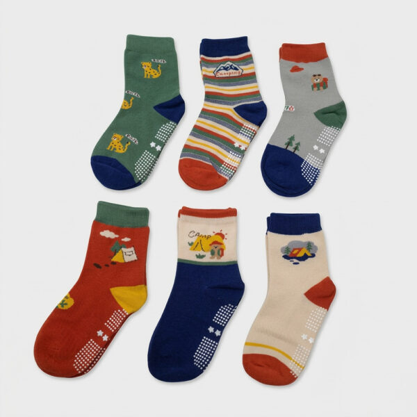 純棉止滑童襪 快樂露營款 森林系童襪 卡通童襪 可愛襪 男童女童襪 17-21cm