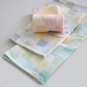 彩色格紋純棉紗布 成人毛巾 雙層紗布大人巾