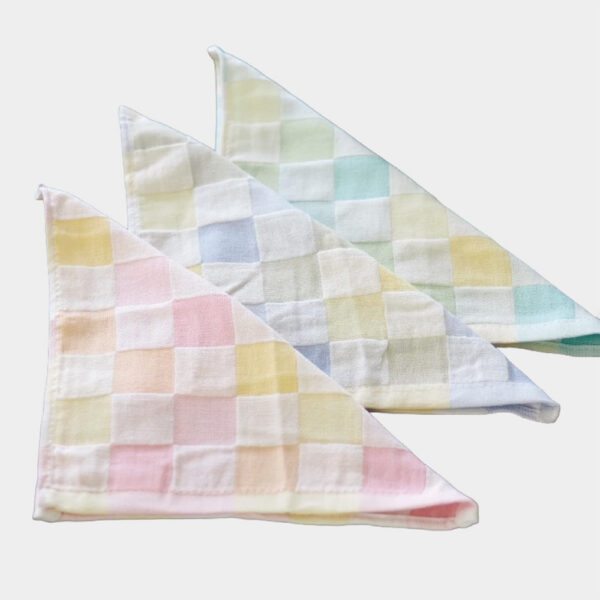 純棉柔順紗布小方巾-彩格款 (紗布巾)