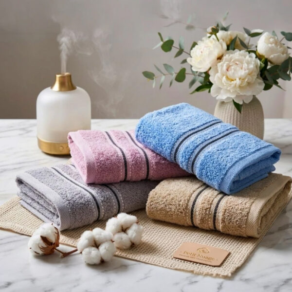 16兩純棉歐色緞面雙黑線條童巾