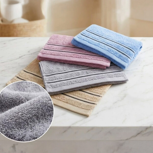 16兩純棉歐色緞面雙黑線條童巾