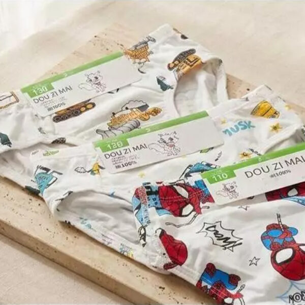 一組2件入/全棉彈力萊卡棉兒童三角內褲男童三角褲 隨機出色