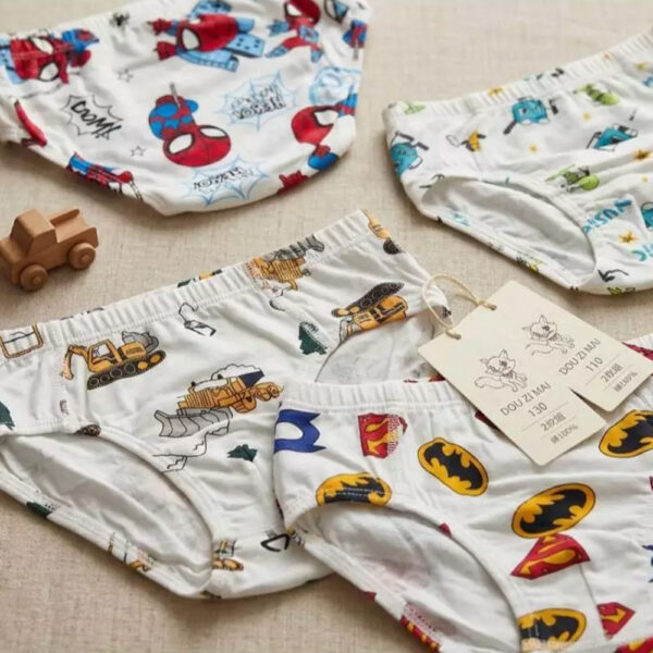 一組2件入/全棉彈力萊卡棉兒童三角內褲男童三角褲 隨機出色