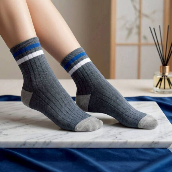經典條紋羅紋中筒襪 學院風 百搭棉襪 22-26cm