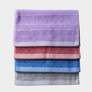 16兩純棉歐色緞面白線條童巾