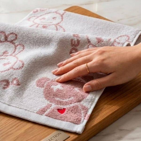 純棉無捻紗 吸水童巾/擦澡巾/洗臉巾 龐克小熊