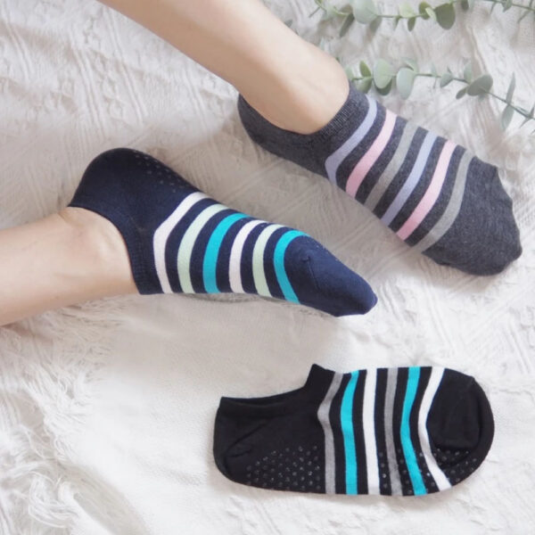 防滑隱形襪 | MIT台灣製 純棉止滑直角短襪 條紋款