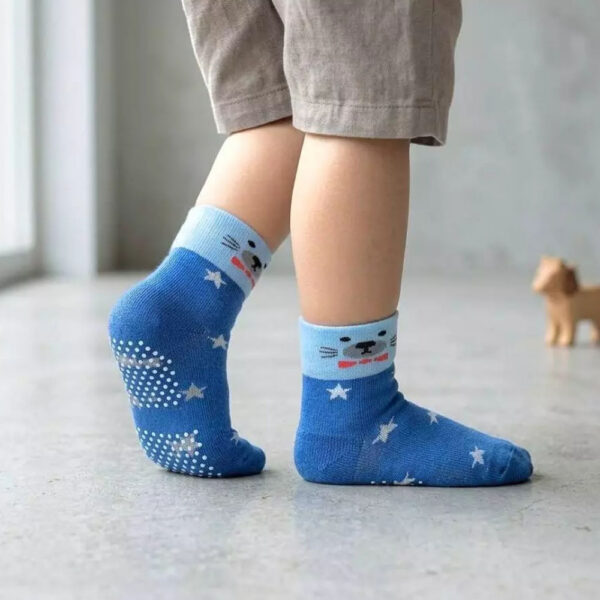 幼兒止滑襪 | MIT台灣製 純棉寬口無痕 寶寶止滑中筒襪 動物小熊款 1-3歲