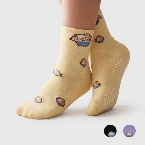 兒童寬口襪 | 台灣製 烘焙系繽紛杯子蛋糕 純棉 彈力不勒腳 止滑短襪 3-6歲